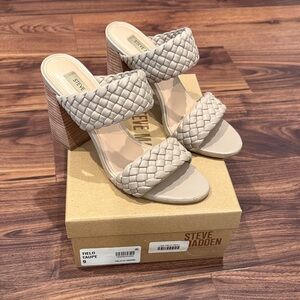 Steve Madden Taupe Woven Heeled Sandals